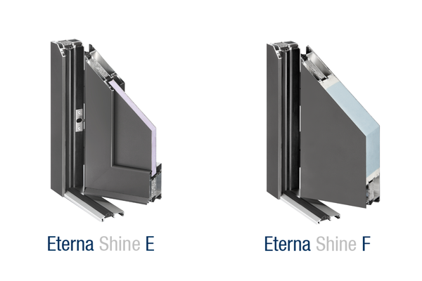 Die Eterna Shine Aluminium-Haustüren von HÖHBAUER sind als beidseitig flügelüberdeckende Variante sowie mit klassischer Einsatzfüllung erhältlich.